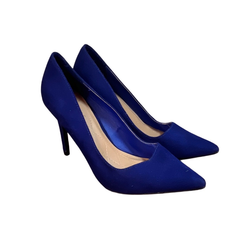 Rouge Helium Carnation 3 Cobalt Blue Faux Suede Stiletto Pumps Size 7